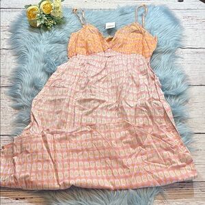 NWT ECHO Design Orange Pink Pattern Sheer Sundress Sz M